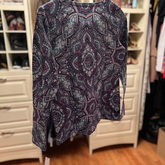 Talbots, Size Petite P, Purple print shirt - Picture 2 of 4